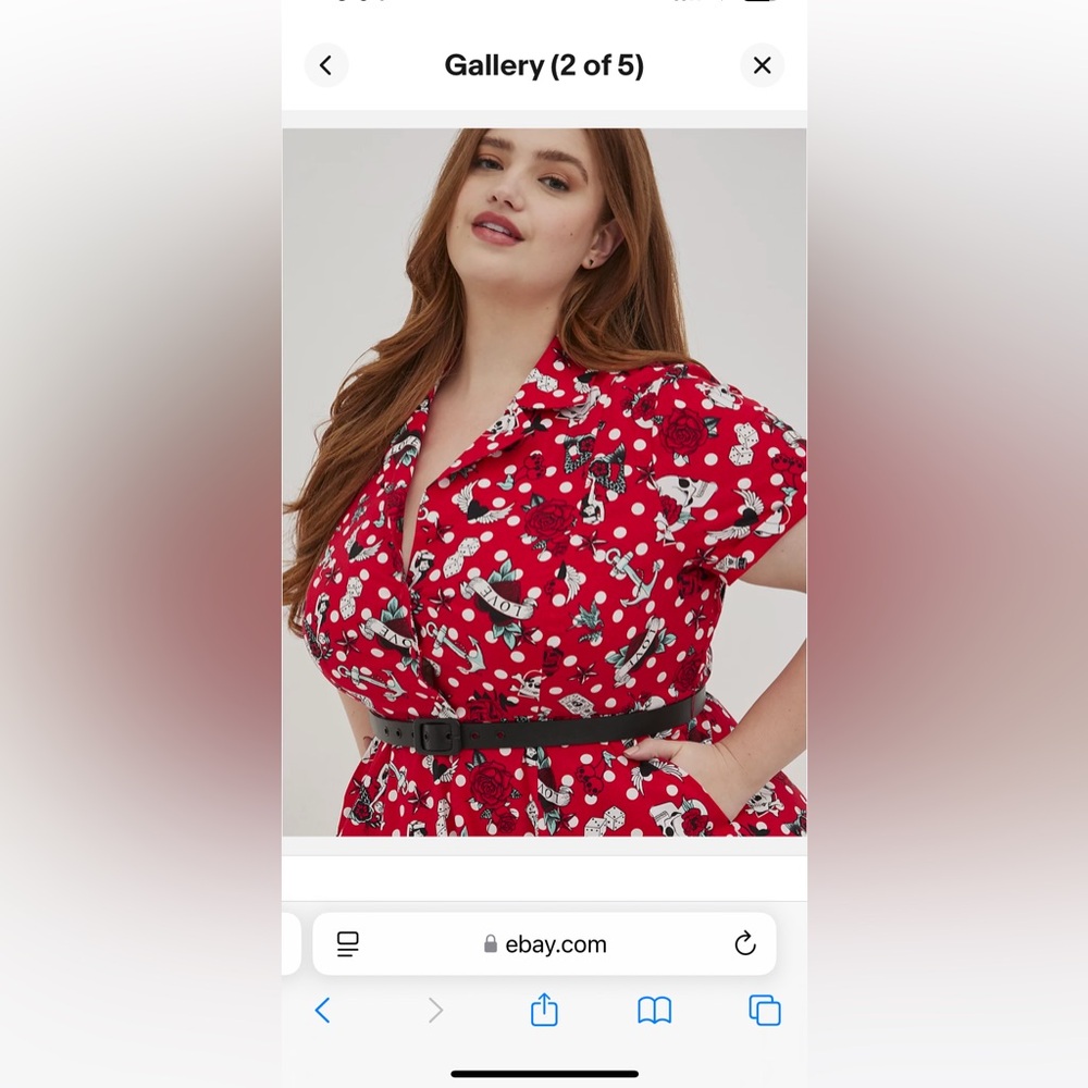 NWT Torrid Retro Chic Red Fit-and-Flare Pinup Style Dress with Belt - Picture 3 of 15